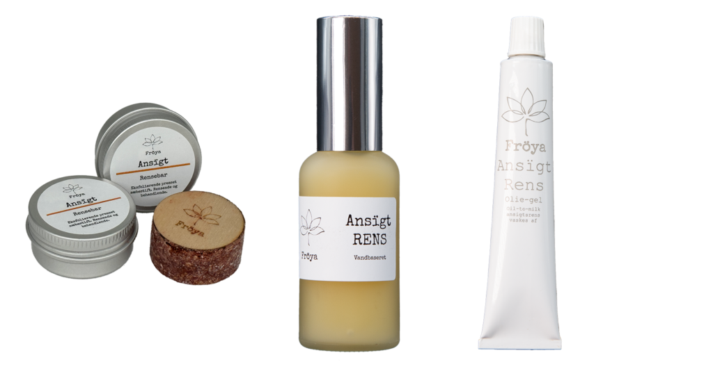 Ansigt Rens tre produkter